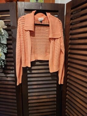 Universal Thread Peach Open-Knit Cropped Cardigan